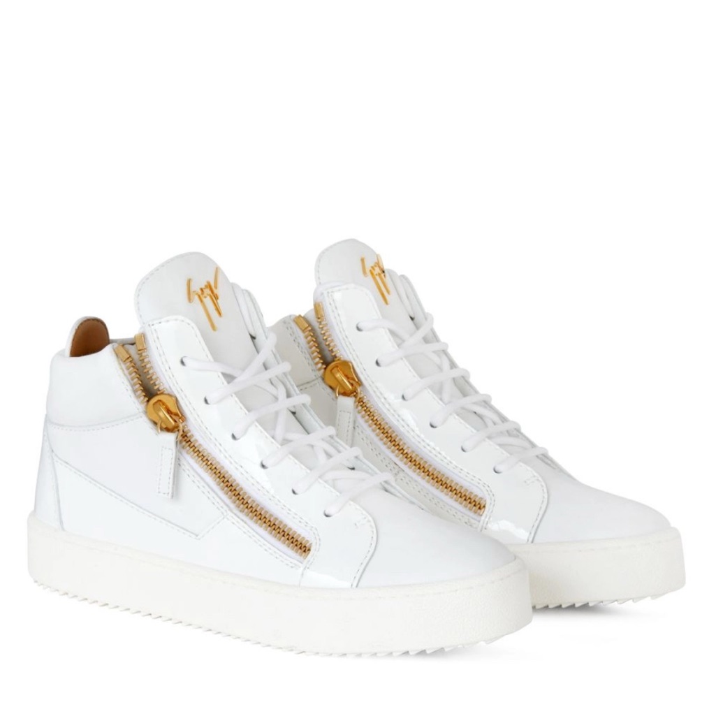 Giuseppe Zanotti Kriss White Sneakers With Gold Zippers, Very Stylish. Size : 12
